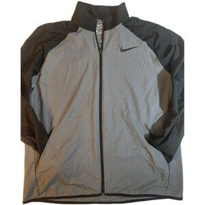 Nike Dri Fit Jacket Men Size Large Full Zip Gray/Black Pockets Swoosh Logo